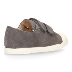 Zapatilla niños tipo bamba sin cordones y puntera en piel serraje GRIS.