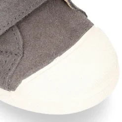 Zapatilla niños tipo bamba sin cordones y puntera en piel serraje GRIS.