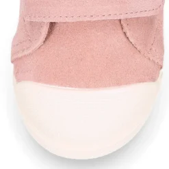 Zapatilla niños tipo bamba sin cordones y puntera en piel serraje ROSA.