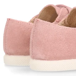 Zapatilla niños tipo bamba sin cordones y puntera en piel serraje ROSA.