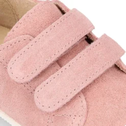 Zapatilla niños tipo bamba sin cordones y puntera en piel serraje ROSA.