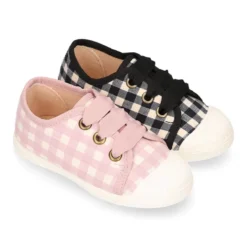 Zapatilla niños tipo con cordones y puntera en VICHY.