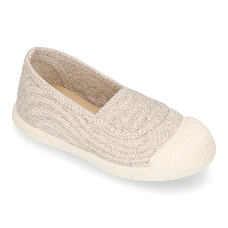 Zapatilla niños tipo GIMNASIA en lona con puntera.