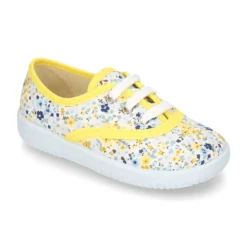Zapatilla o BAMBA en lona con flores tipo inglés.