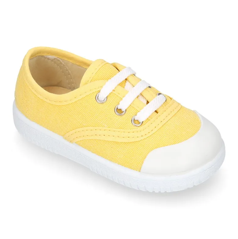 Zapatilla o Bamba niño con cordones en lona con PUNTERA.