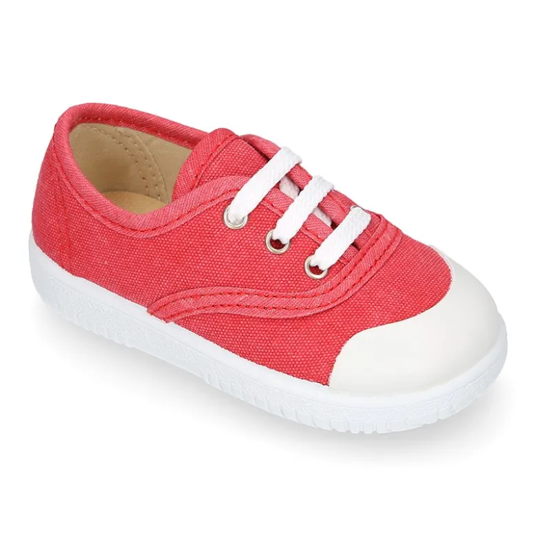 Zapatilla o Bamba niño con cordones en lona con PUNTERA.