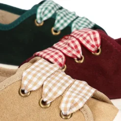 Zapatilla o Bamba niños con cordones lazo VICHY y puntera en piel serraje.