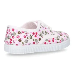Zapatilla o Bamba niños con cordones en lona algodón con FLORES.