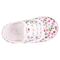 Zapatilla o Bamba niños con cordones en lona algodón con FLORES.