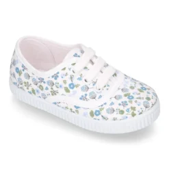 Zapatilla o Bamba niños con cordones en lona algodón con FLORES.