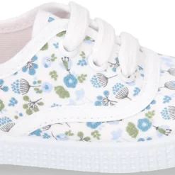 Zapatilla o Bamba niños con cordones en lona algodón con FLORES.