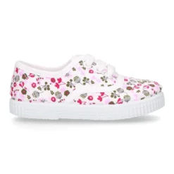 Zapatilla o Bamba niños con cordones en lona algodón con FLORES.