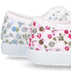 Zapatilla o Bamba niños con cordones en lona algodón con FLORES.