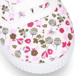 Zapatilla o Bamba niños con cordones en lona algodón con FLORES.