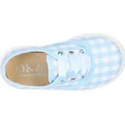 Zapatilla o Bamba niños en lona con CUADROS y lazo.