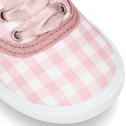 Zapatilla o Bamba niños en lona con CUADROS y lazo.