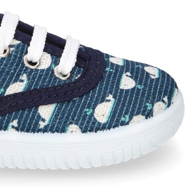Zapatilla o Bamba niños en lona con BALLENAS.