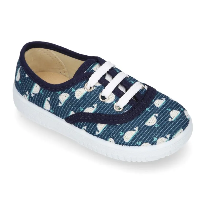 Zapatilla o Bamba niños en lona con BALLENAS.