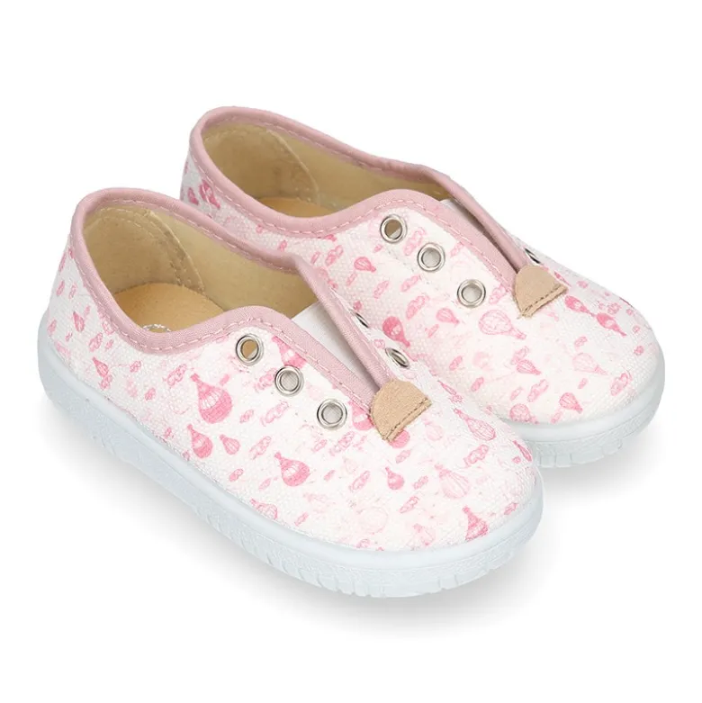 Zapatilla o Bamba niños en lona con GLOBOS.