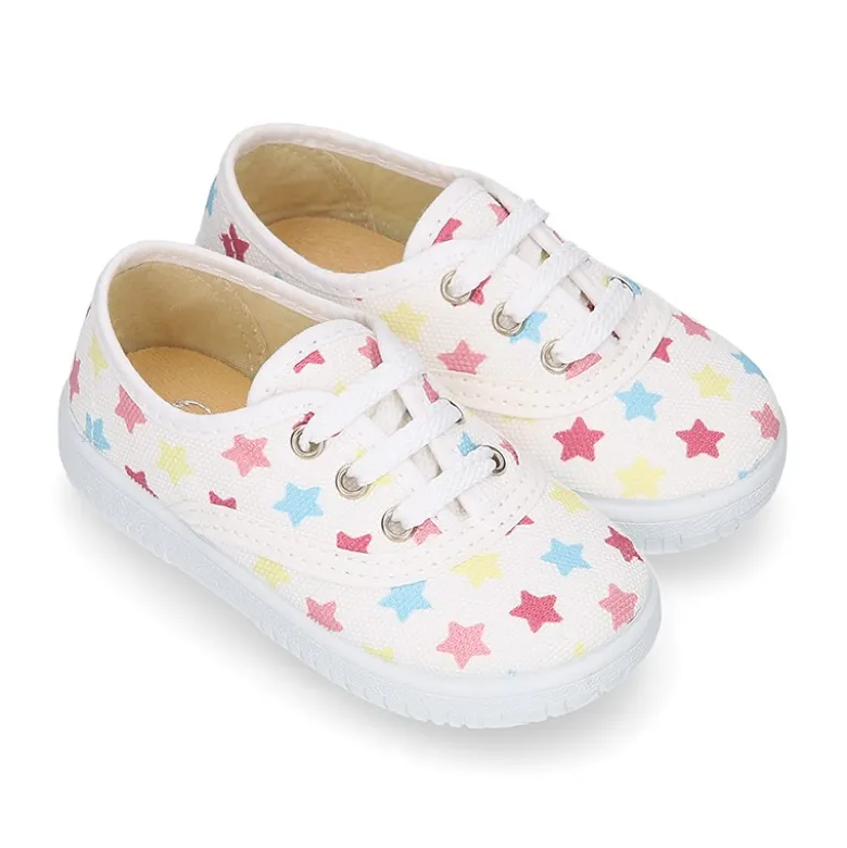 Zapatilla o Bamba niños en lona con ESTRELLAS MULTICOLOR.