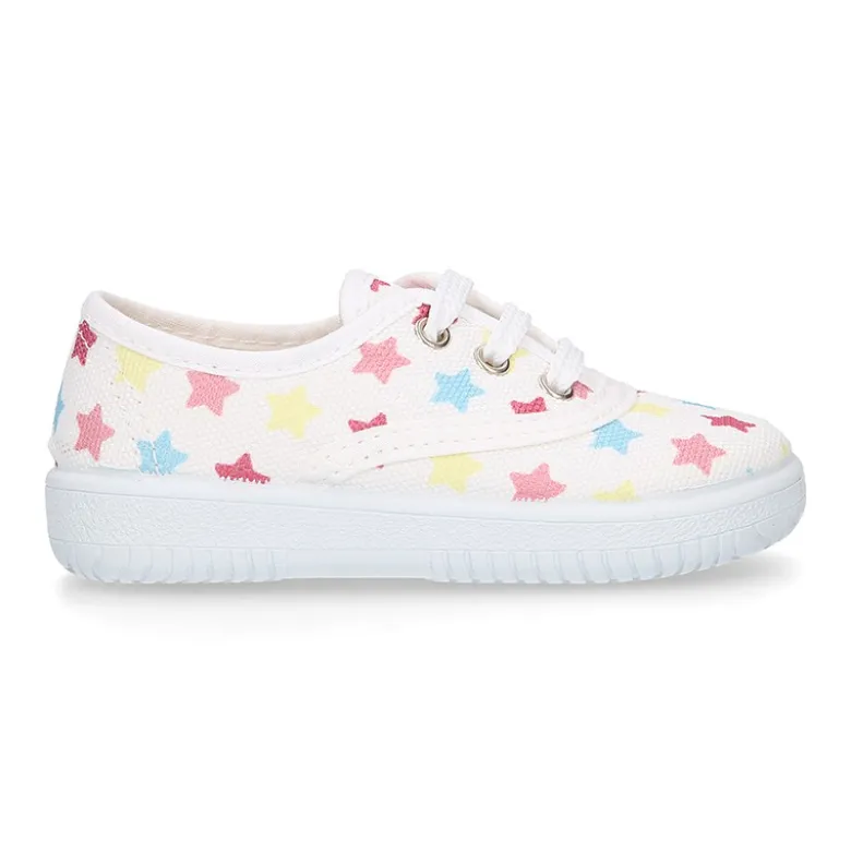Zapatilla o Bamba niños en lona con ESTRELLAS MULTICOLOR.