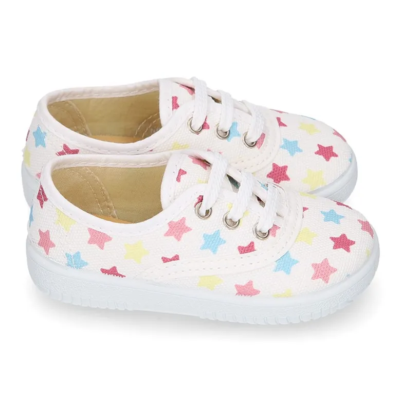 Zapatilla o Bamba niños en lona con ESTRELLAS MULTICOLOR.