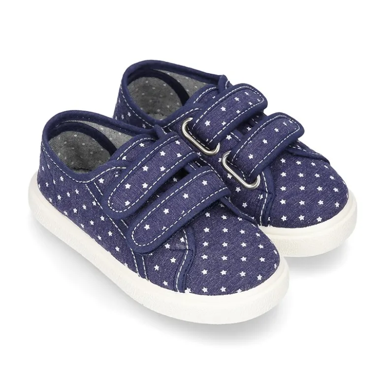 Zapatilla sin cordones en lona jeans con ESTRELLAS.