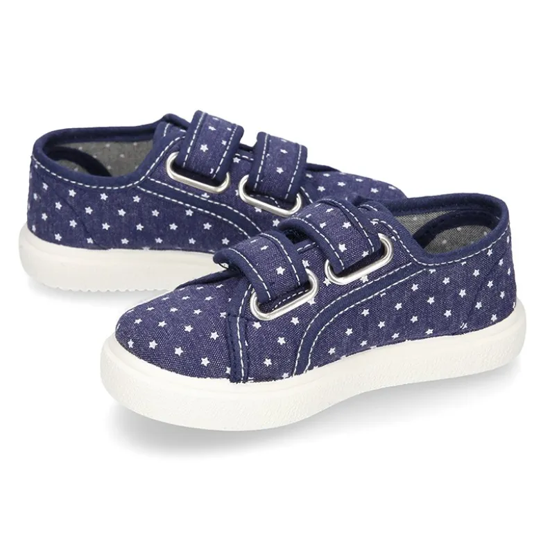 Zapatilla sin cordones en lona jeans con ESTRELLAS.
