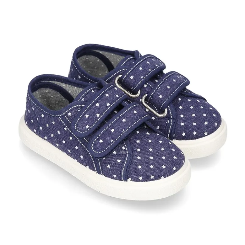 Zapatilla sin cordones en lona jeans con ESTRELLAS.