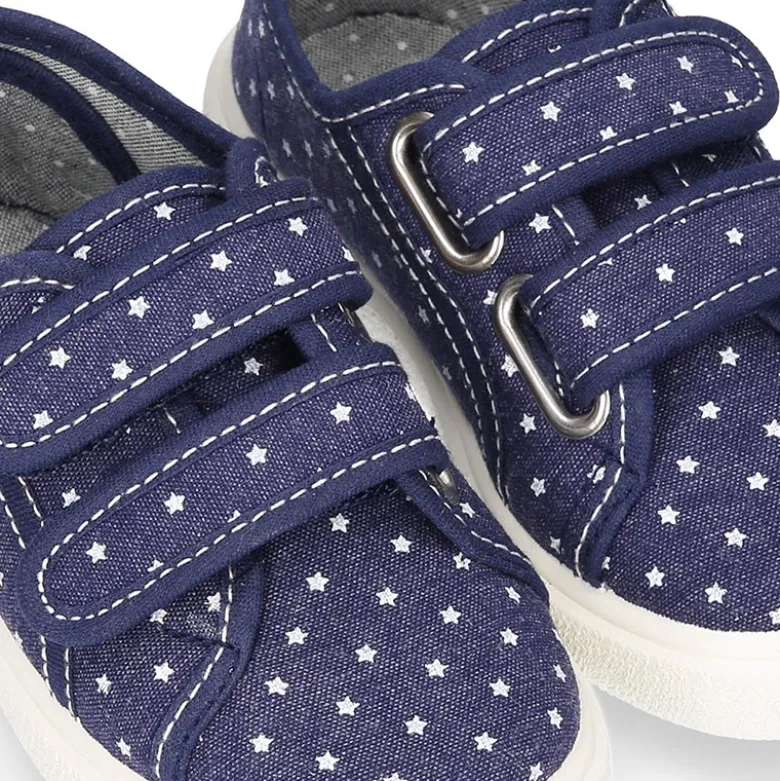 Zapatilla sin cordones en lona jeans con ESTRELLAS.