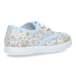 Zapatilla tipo Bamba con cordones en lona algodón con FLORES pasteles.