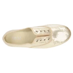 Zapatilla tipo bamba con elástico en lona con LENTEJUELAS.
