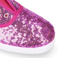 Zapatilla tipo bamba con elástico en lona con LENTEJUELAS.