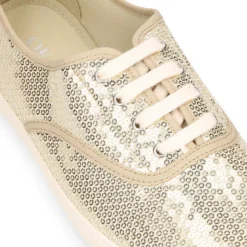 Zapatilla tipo bamba con elástico en lona con LENTEJUELAS.