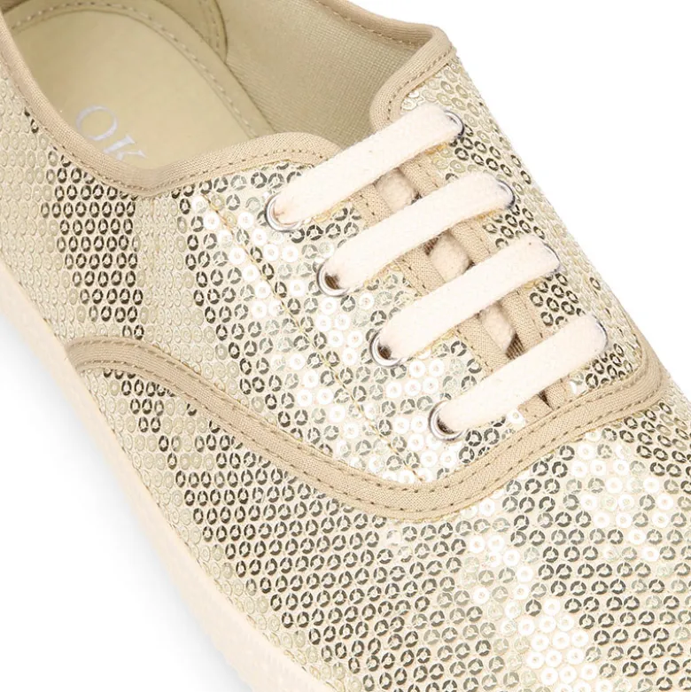 Zapatilla tipo bamba con elástico en lona con LENTEJUELAS.