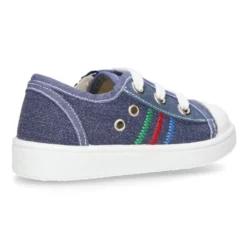 Zapatilla tipo BAMBA niño con cremallera, cordones y puntera en lona algodón.