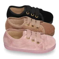 Zapatilla tipo BAMBA niños con cordones LAZO en terciopelo.