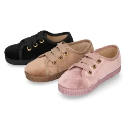 Zapatilla tipo BAMBA niños con cordones LAZO en terciopelo.