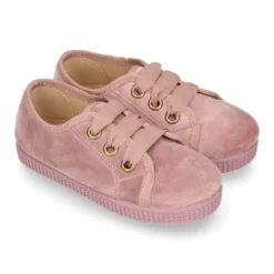 Zapatilla tipo BAMBA niños con cordones LAZO en terciopelo.