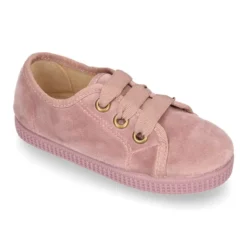 Zapatilla tipo BAMBA niños con cordones LAZO en terciopelo.