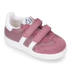 Zapatilla tipo Tenis niños sin cordones en piel napa combinada con piel serraje.