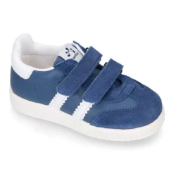 Zapatilla tipo Tenis niños sin cordones en piel napa combinada con piel serraje.