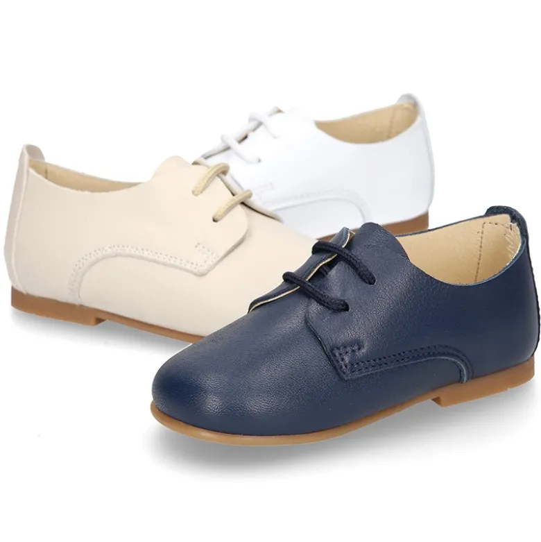 Zapatito Blucher niño primavera para peques con cordones en piel lisa suave.