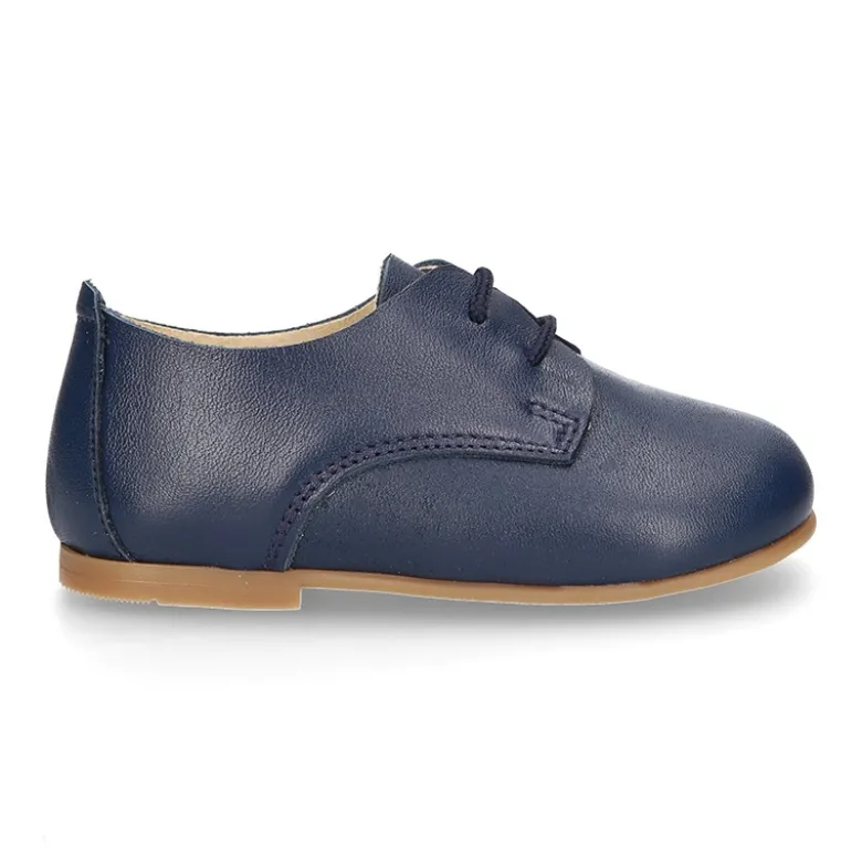 Zapatito Blucher niño primavera para peques con cordones en piel lisa suave.