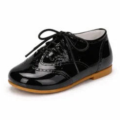 Zapatito de piel charol tipo inglesito niños con cordones – Colección ceremonia