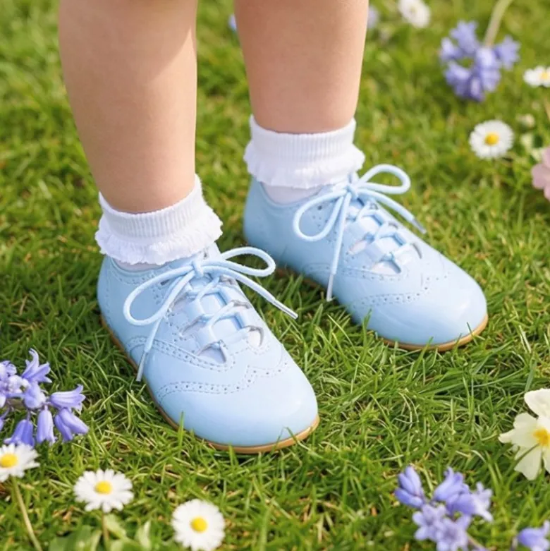Zapatito de piel charol tipo inglesito niños con cordones – Colección ceremonia