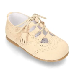 Zapatito inglés niños sin lengüeta en piel serraje.
