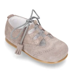 Zapatito inglés niños sin lengüeta en piel serraje.