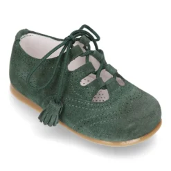 Zapatito inglés niños sin lengüeta en piel serraje.