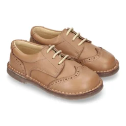 Zapatito Niño tipo blucher con picados en piel EXTRA SUAVE.